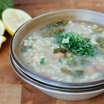 Barley, kale and Romano beans soup