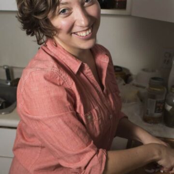 Ksenia Prints in her kitchen