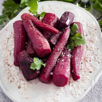 focus on wine glazed carrots with parsley